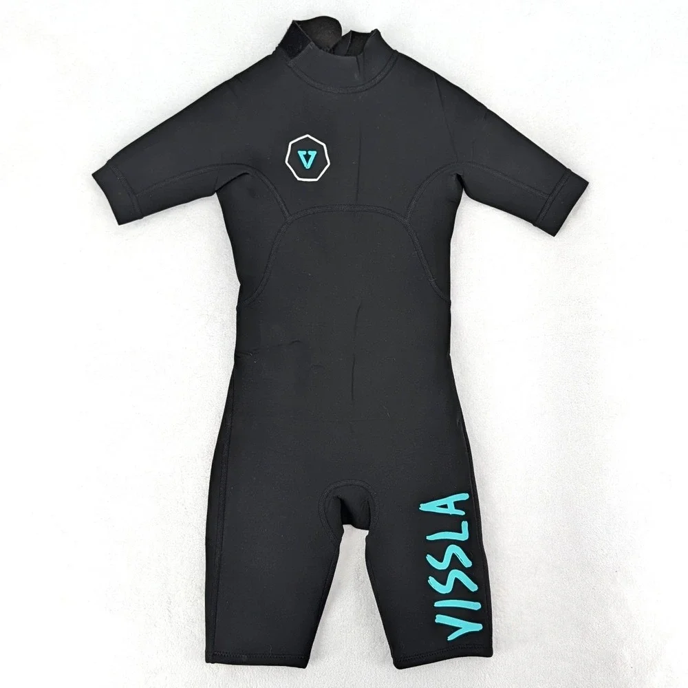 Vissla Youth 6 Wetsuit‎ Springsuit Black Short Sleeve Back Zip Surf Suit